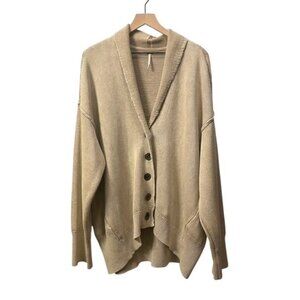 Free People Oversized Button Front Chamomile Cardigan Medium Neutral